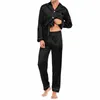 men Pajama Sets Silk Satin Sleepwear For Man Shirt Lg Sleeve Pajama Male Fi Soft Home Night Wear Big Size Loungewear b1Gh#