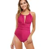 New One Piece Swimwear for Women Covering the Belly Stretching the Belly Slim V-neck Hanging Neck Swimwear