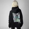 Zadig Disual Sweatshirt Women Classic Black Fashion Y2K Digital Print Diamonds Hoodies Female Slofshirts Streetwear 240312