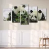 5 Panel Canvas Schilderij Chinese Panda Sneeuw Eet Bamboeblad Canvas Poster Leuke Dieren Wall Art Schilderijen Home Decor Geen Frame