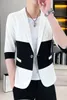 Men's Suits Summer Casual Slim Gentleman Business Wedding Fashion Trend Handsome Color Matching Blazer Print Sleeve Small Suit