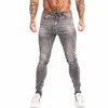 Gingtto Brand Jeans Men Homme Slim Fit Super Super Clins for Men Hip Hop Ongle Cutcly Clier to Body Big Size Stretch ZM129 R99D#