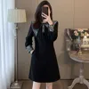 High End Chinese Style Dress for Women in Autumn Winter, Fashionable High Waisted A-line, Stunning and Super Beautiful, with A Small Black Skirt Temperament