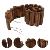 Gates Wood Picket Garden Fence Lawn Spiked Log Roll Border Easy Plug in Fence Palisade Resistant Wooden Edging for Flower Beds Lawns