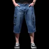 Aboorun Mens Cargo Denim Shorts Plus Size 40 Loose Skateboard雄のための短いジーンズx3bb＃