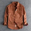 Autumn American Retro Twill Twill Tarvoven Shirt Mens Fashion Pure Cotton Urwie