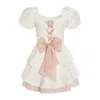 Summer French Pure Desire Sweet and Spicy Wind Waist Wrapped Bow Dress Luxury Fluffy Escaping Princess Small Stature