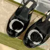 Designer Ballet Vrouwen Platte Sandaal Ronde Neus Zomer Dames Vrouw Kristal Boor Gesp Jurk Mode Lakleer Dame Flats Schoenen