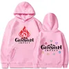 Sweats à capuche pour hommes drôle Anime Genshin Impact jeu feu Logo femmes hommes mode dessin animé hiver décontracté surdimensionné sweats à capuche