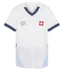 24 25 Switzerland Switzer Cover Jerseys Kids Kids 2024 2025 Embolo Shaqiri Xhaka Elvedi Akanji Zakaria Sow Rieder Boys Football قمصان السويسرية بالزي الرسمي