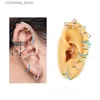 Ear Cuff Ear Cuff 1 brinco de pérola de aço inoxidável falso perfurado clipe de orelha zircon abotoaduras anel feminino 2023 tendência falso PIERC jóias gótico Y240326