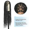 360Full Double Lace Front Triangle Knotless Box Braided Wigs with Boho Curls Ends Box Braids Wig with Baby Hair