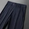 Marque d'été Pantalon mince Qualité Busin Casual Tissu Slim Droit Léger Haute élasticité Bureau Cool Ice Pantalon r24U #