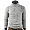 Autumn Winter Men's Warm Sweater LG Sleeve Turtleneck Sweater Retro Sticked tröja Pullover U3kf#