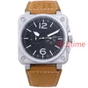 Les hommes d'affaires regardent un nouvel homme en acier inoxydable automatique mécanique en caoutchouc noir cloche PVD plongée 46 mm Big White Male Watches300Z