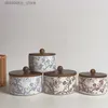 Food Jars Canisters Retro floral ceramic bowls food containers household jewelry storage boxes with a covered kitchen and sealed storage roomL24326