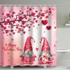 Занавески для душа El Curtain ко Дню Святого Валентина, комплект «Gnome Love» с водонепроницаемой тканью, 12 крючков для украшения ванной комнаты, мягкие