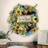 Decorative Flowers Spring Bees Wreath 45cm Artificial Flower For Wall Window Farmhouses Party 95