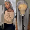 Lovestory – perruque Lace Front Wig synthétique lisse et longue, cheveux naturels gris résistants à la chaleur, densité 180, 22 à 24 pouces, pour femmes
