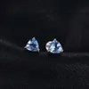 Очаровательные ювелирные изделия Дворец Треугольник 1.8ct Аутентичный Синий Топаз Стерлингового Серебра 925 Пробы Серьги-гвоздики Женские Драгоценные Ювелирные Изделия Свадебные ПодаркиC24326