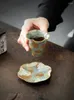 TeAware Setleri Elle boyanmış Daisy Buz Çatlak Sır Çiçek Kupa Basit Retro Ev Seramik Deliği Çay Kupası Seti Koku