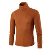 Suéter masculino de gola alta casual sólido com manga LG de malha com nervuras Slim Fit pulôver suéter térmico X3rD #
