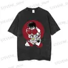 T-shirt da uomo Hip Hop Strtwear Men Washed Black Tshirt Anime giapponese IPPO T-shirt Harajuku Summer Short Slve Casual Top in cotone Ts T240325