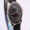 Men's Mechanical Watch 268655 Business Fashion Modern Ceramic Circle Sapphire Mirror Black Surface Rubber Strap Gold Case303f