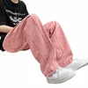 Street Vibe Style Jeans Herrarna Loose Straight Pants Trendy Brand American Baggy Wide-ben Pants Pink Jeans Spring and Autumn W4xl#