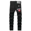 Hiphop jeans designer jeans mens brev broderi jeans män knä mager rak storlek 29-38 denim grossist 3