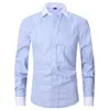 Designer Mens Vestido Camisas Single Breasted Masculino Slim Fit Listrado Negócios Camisas de Manga Longa Roupas Sociais