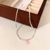 Pendentif Colliers Mode coréenne Ins Collier pour femmes Creative Perles Coeur Collier Charme Mignon Romantique Clavicule Chaîne Kpop Y2k Bijoux