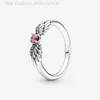 Designer Pandoras Ring Pan Family S925 Ring Blütenblatt -Gradientenfarbe Voller Diamant Engel Wings Pink Diamond Ring Seuchter neuer Stil