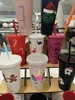 Reusable 24oz/16oz Tumblers snow cup Water Bottle For Coffee Juice Milk Tea Cute Plastic Cold Cups With Straw Lid Portable Reusable Drinking various mug