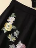 Robes de travail ZJYT automne hiver piste robe tricotée ensembles deux pièces pour les femmes 2024 mode broderie florale pull jupe costume tenue noire