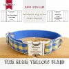 Collari MUTTCO collare per cani in doppio tessuto THE BLUE YELLOW PLAID antismarrimento per animali domestici nome inciso numero di telefono collana 5 misure UDC068