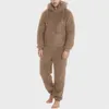 Hombres Lana artificial LG Manga Pijamas Casual Color Sólido Cremallera Suelta Mono con capucha Pijamas Casual Invierno Cálido Rompe G5w0 #