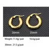 Hoop Huggie Surgical Steel Gold Tone Womens Scale Earrings Stainless Steel زوجة جولة ناعمة الأطواق السميكة الهدية المجوهرات 20 مم/25mm 24326