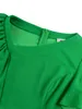 Kvinnor veckade Midi -klänningar Kort ärm Ruffles Elegant Green Yellow A Line Spring Summer Chic Fashion Gown Party Födelsedag Robes 240315