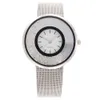 Modieuze zand Diamonds dames Milaan met mesh en kwarts horloge