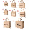 Drop Custom Name Jute Bag Handbag Burlap Shopping Tote Boutique Business Print Giveaway Wedding Party Presentväskor 240320