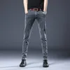 casual Brand Fi Men Jeans Slim Fit Straight Leg Pants Fi Stretch Wed Denim Grey Trousers 43Go#