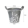 Wazony srebrzysty wazon wazon podwójny uchwyt biały druk kwiat wiadra mechet domowy salon pulpit ogrodowy ozdobić ozdoby
