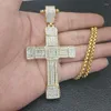 Colares Pingente Cheio Strass Bling Iced Out Cross Pingentes Cor de Ouro 316L Aço Inoxidável Hip Hop Rock Jóias Com 24 "Cadeia