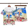 Fashion Designer Hawaii Beach Casual Shirt Set Summer Men's Business Shirt Short Sleeve Top Loose Shirt Asian size M-XXXL Z416