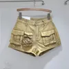 Frauen Shorts Soefdioo Khaki Multi Taschen Cargo Jean Frauen Hipster Niedrige Taille A-Line Hosen 2024 Sommer Weibliche Böden Streetwear