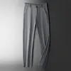 Marque d'été Pantalon mince Qualité Busin Casual Tissu Slim Droit Léger Haute élasticité Bureau Cool Ice Pantalon r24U #