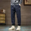 autumn and Winter Men's Casual Pants Loose Casual Daily Elastic Waist High Waist Korean Style Solid Color Male Cargo Pants K4U3#