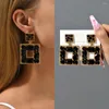 Dangle Oorbellen Elegante Zwarte Kristallen Kroonluchter Voor Vrouwen Luxe Designer Vierkante Geometrische Drop Ear Ringen 2024 Trend Vintage Sieraden