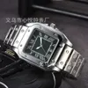 2024 남성용 3 핀 석영 스퀘어 스캐닝 두 번째 움직임 캘린더 All Steel Watch